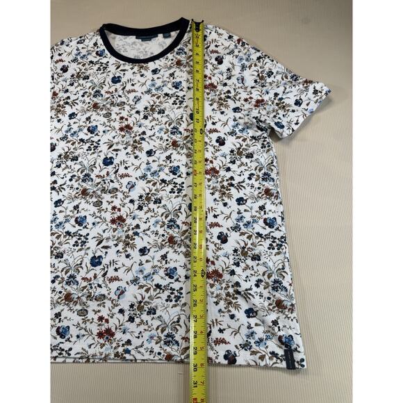 Perry Ellis Men’s XXL Floral Print T-Shirt White Blue Red Pima Cotton Crew Neck - Picture 6 of 10
